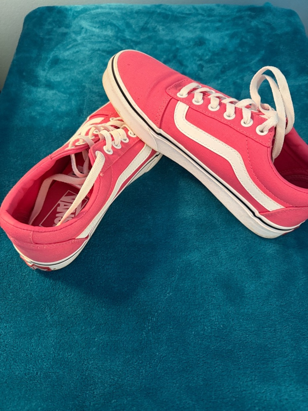 Vans Pink Low Top Canvas Sneakers with White Stripe